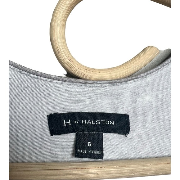 H by Halston Printed Sleeveless Drape Front Dress Urban Grey Gold Marble Size 6 - Picture 8 of 15